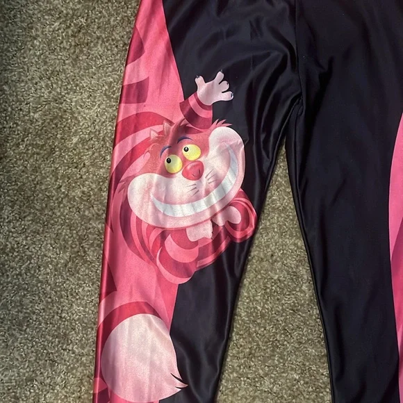 Pink and Black Cheshire Cat Leggings Size Medium . - Picture 2 of 7